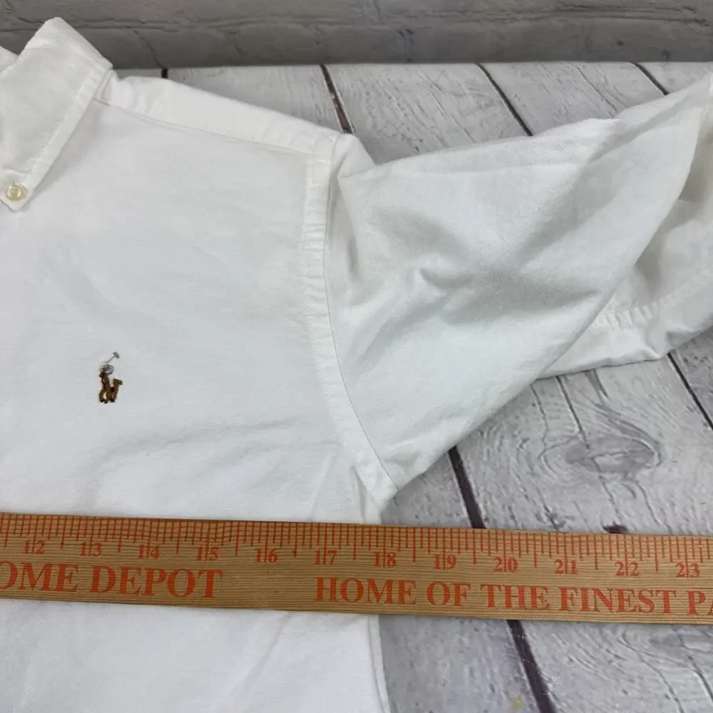 Ralph Lauren Boys 14 White Solid Long Sleeve Button Down Shirt